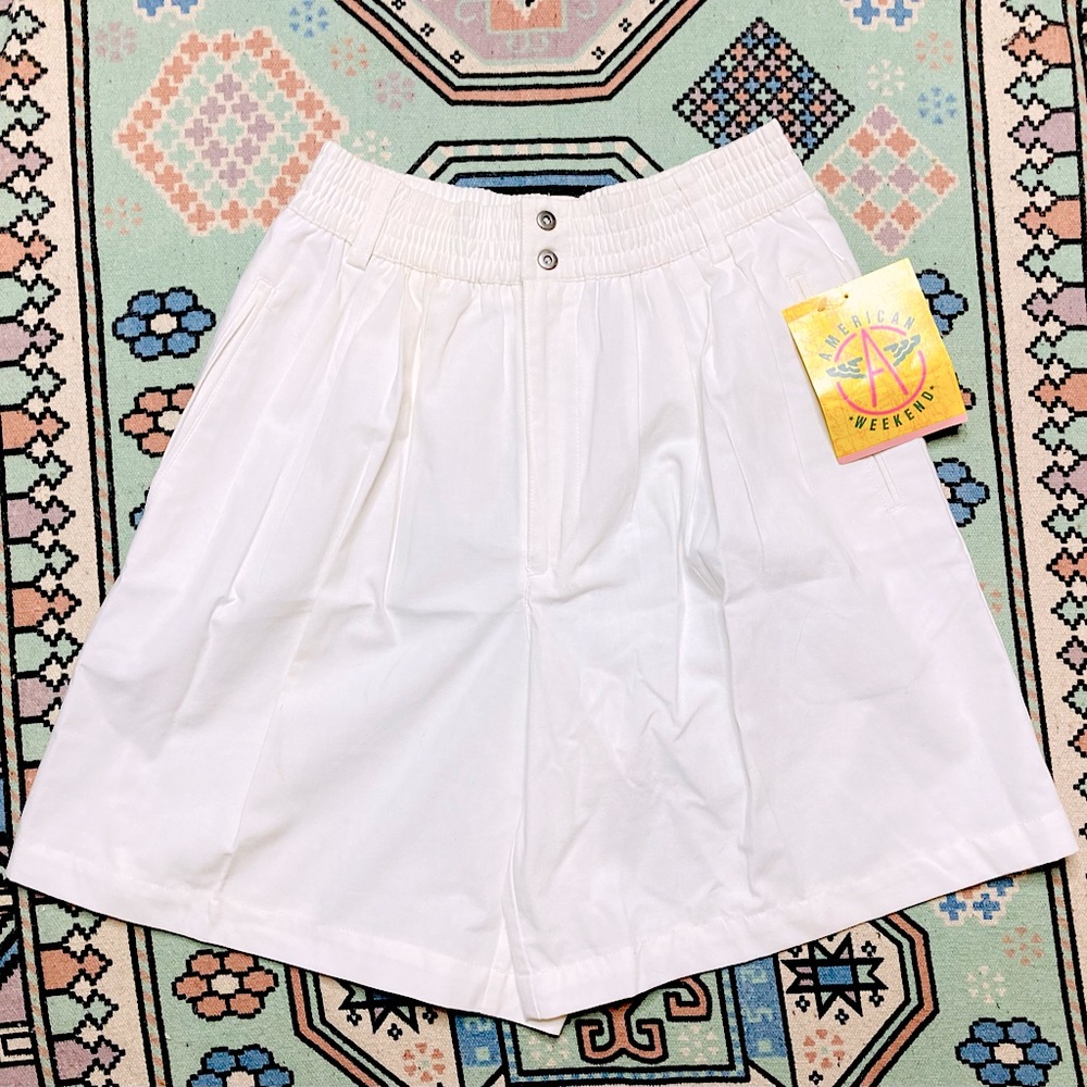 Vintage 1980s Deadstock with Tags "American Weekend" White High Rise Shorts